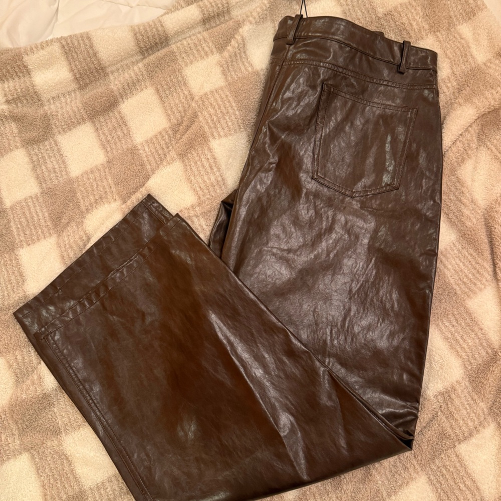 Zara Dark Brown Leather Trousers